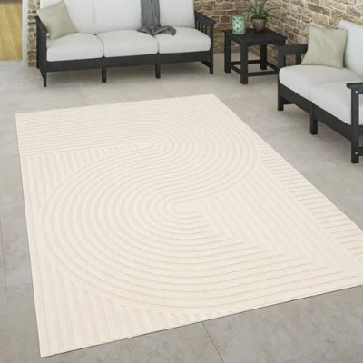 Image of Paco Home Indoor &amp; Outdoor Rug, Terrace And Balcony, Weatherproof Scandinavian Style, Size:120x170 cm, Colour:Grey 4