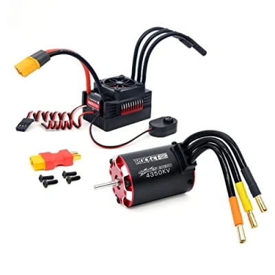 Image of Surpass Hobyy RC Car Brushless Motor,3650 4350 kv Supersonic Motor Waterproof 60A ESC Temperature Sensor Set for 1/10 Remote Control