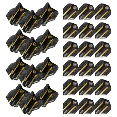 Image of WINMAU Prism Alpha Hexagon Design Extra Thick dart flights 10 sets per pack (30 in total) (Black &amp; Gold)