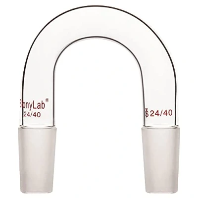 Image of stonylab Glass Inlet Adapter, Borosilicate U Shape Vacuum/Inert Gas Adapter with 24/40 Standard Taper Inner Joint
