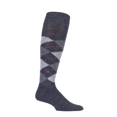 Image of 1 Pair Black / Grey Preston Soft Acrylic Knee High Socks Men&#039;s 6.5 11 Mens Burlington