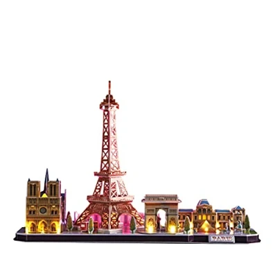 Image of 3d Puzzle Paris Led Puzzles For Kids And Adults Model Kits To Build 114 Pieces 8 Years Up 3 d 4 Monuments