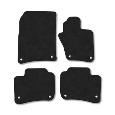Image of Car Mats Compatible with Porsche Cayenne (2010 2018) Tailored Fit Black Carpet Floor Set Accessory Custom 4 Pieces Anti Slip Backing &amp; Binding Trim Edge