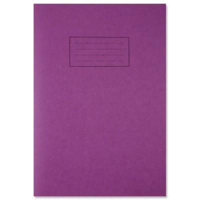 Image of Range Wholesale Pack of 2 Purple A4 Exercise Book Ruled and Margin 80 Pages Class Children