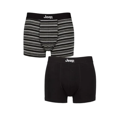 Image of Mens 2 Pack Jeep Cotton Fitted Trunks Black / Charcoal M