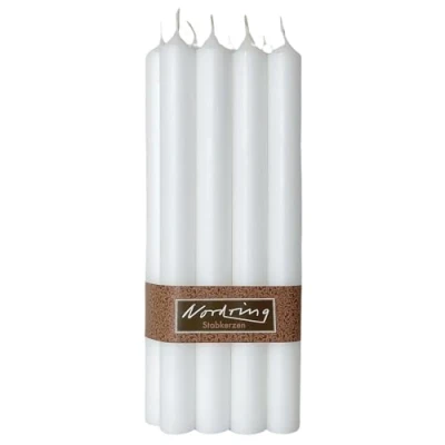 Image of Nordring Pack of 8 Rustic Taper Candles 2.2 cm x 25 High White