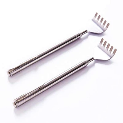 Image of Abcsea 3 Pieces Telescopic Back scratchers,Extendable Massager Tool,Backscratcher,Back itching Stick（Silver)