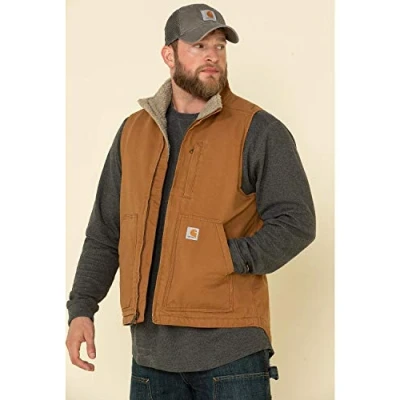 Image of Carhartt Men&#039;s Gefütterte Weste mit Stehkragen Work Utility Outerwear, Dunkelbraun, M