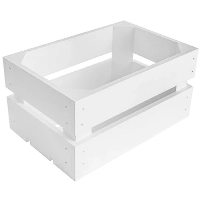 Image of Creative Deco Large White Wooden Crate with Handles 30x20x15cm Keepsake Chest Storage Box Crates Easter Gift Vintage Farmhouse Display Basket