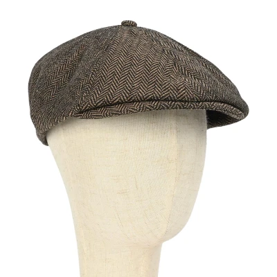 Image of Brixton Brood SNAP Unisex Beanie, Size: 7.25, Khaki/brown plaid