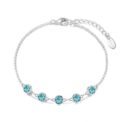 Image of Philip Jones Blue Crystal Chain Bracelet Created with Zircondia® Crystals