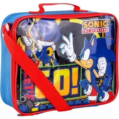 Image of TDL Sonic Lunch Bag Thermal Insulated Kids Box Adjustable Carry with Shoulder Straps Back to School
