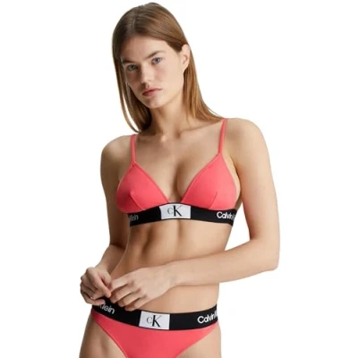 Image of Calvin Klein Swimwear Fixed Bikini top, Women&#039;s, Size: XL, Calypso coral