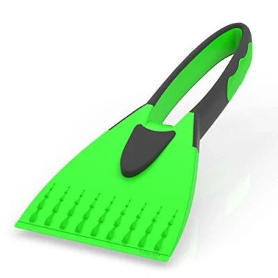 Image of AUPROTEC Ice Scraper Car Windscreen 2K non slip soft grip + plastic chisel Windshield de icer tool colour green