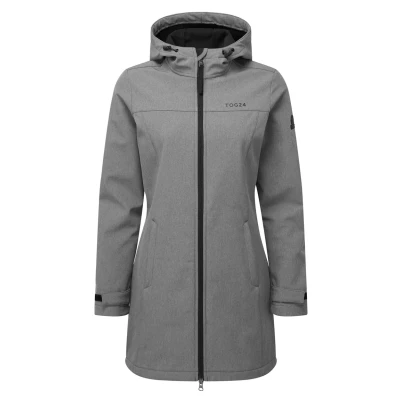 Image of TOG24 Keld Lightweight Long Womens Softshell Jacket, Windproof, Showerproof Zip Up Outdoor Jacket with Hood, Fleece Lined for Warmth, Ideal hiking, walking and everyday use