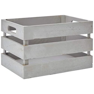 Image of Zeller 15136 Paulownia Wood Storage Box, Vintage Grey, 31 x 21 18.7 cm