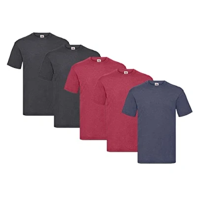 Image of Fruit of the Loom Pack 5 Screen Star Full Cut T Shirts, Colour Set I, XL