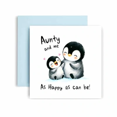 Image of Huxters Sweet Aunty Happy Birthday Card and me as Can Be Mother Day Penuin Gift for Her 14.8cm (Aunty)