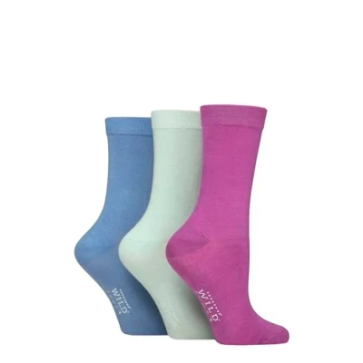 Image of Women&#039;s 3 Pair Wildfeet Plain Bamboo Socks Purple / Mint Blue 4 8