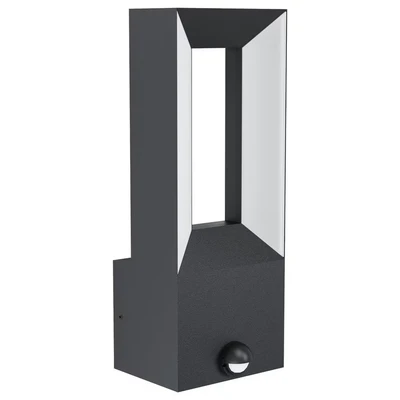 Image of EGLO LED Outdoor Wall Light Riforano, External Porch Lighting, Waterproof Outside Lamp Made of Black Cast Aluminium and White Plastic, IP44
