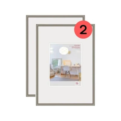 Image of walther Design Picture Frame Steel 29,7 x 42 cm (DIN A3) with Art Glass Double Pack, New Lifestyle Plastic KVX342DD