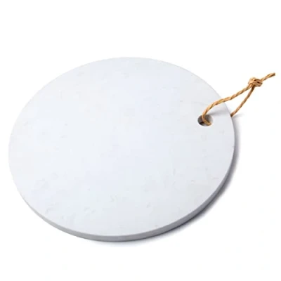 Image of bar@drinkstuff White Marble Round Serving Board 11.8inch / 30cm Single Cheese Board, Platter
