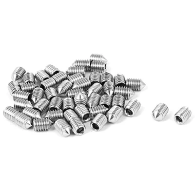 Image of sourcingmap M4x6mm Stainless Steel Cone Point Hex Socket Grub Screws 50pcs