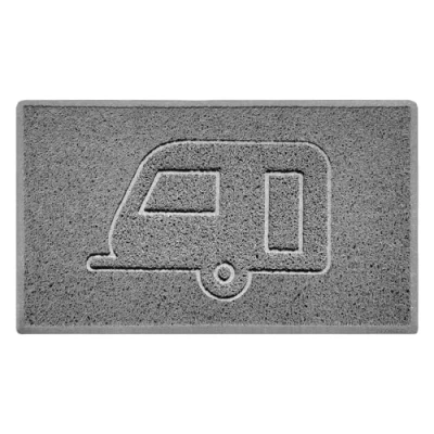 Image of Nicoman CARAVAN Embossed Shape Door Mat Dirt Trapper Washable Barrier Doormat (Use Indoor or Sheltered Outdoor) (75x44cm/29.5x17.3inches,Medium) Grey