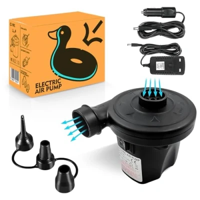 Image of K Mart Electric Air Pump with 3 Nozzles/Inflate Or Deflate Swimming Ring, Airbeds, Paddling Pools &amp; Other Toys / AC110 240V/ DC12V/50W (Black Pump)