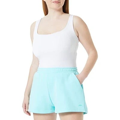 Image of JJXX Women&#039;s Jxabbie Hw RLX Every Brush Shorts Sn, Aruba Blue/Print: Turquoise Logo, S