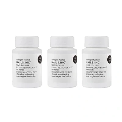 Image of Nails.INC Nail Polish Remover Pot Trio, Formulated with Collagen to Promote Strength and Growth, Coconut Scented, Acetone Free, Cruelty Vegan