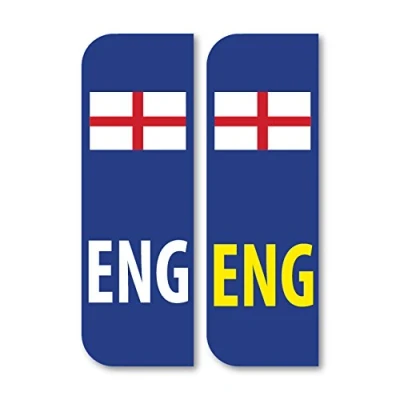 Image of Landing Designs 2 x ENG England Flag Car Number Plate vinyl stickers