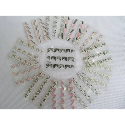 Image of 12x sheets (300+ individual transfers) of 3D nail Art tips Stickers False Design Manicure Decals Gems Glitter Toe various designs by Fat catz copy (nail art)