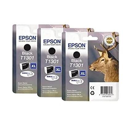 Image of Epson T1301 Ink Cartridges Black (Pack of 3)
