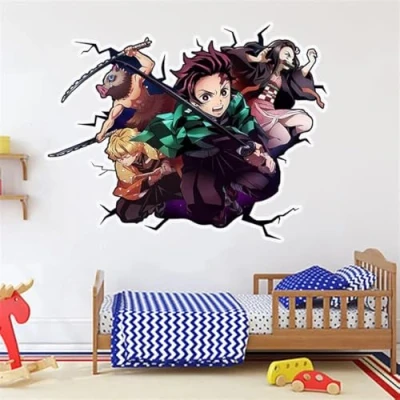 Image of Anime Wallpaper Wall Decals Sticker,Children Bedroom Background Decoration Self Adhesive Sticker Decor,Anime Poster Birthday Party Supplies