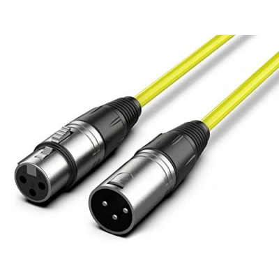 Image of Audibax Silver XLR Male to Female Cable Length 10 Metres High Signal Transmission OFC Connectors PVC Coated Maximum Insulation Diameter 6 mm Yellow