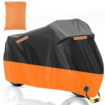 Image of Motorcycle Tarpaulin Outdoor Winterproof XXL, 210D Waterproof Scooter Cover with Keyhole and Reflective Tape for Moped, Bike, Summer, Protects Against UV Rain Snow Dust 245 x 105 125 cm