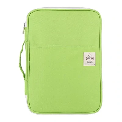 Image of A4 Document Bag, Multi Functional File Folder Portfolio Organizer Ipads Notebook Pens Documents Zippered Case for Travel and Office(Light Green)