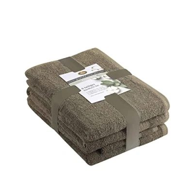 Image of Gözze Towel Set, 2 Hand Towels (50 x 100 cm), Bath (70 140 cm) and Guest (30 50 100% Cotton, 480 g/m² Chocolate