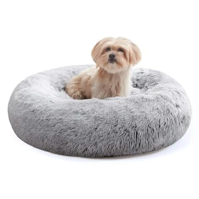 Image of WESTERN HOME WH Dog Bed,Cat Kitten Bed large washable,Waterproof Scruffs Bed,Fluffy Plush Basket with Anti Slip Bottom,Light Grey,L (60x60x20 cm)