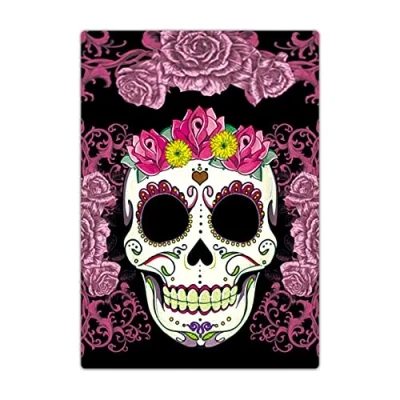 Image of Passport Holder Cover, PU Leather Travel Wallet Case Organiser for Passport, Business Cards, Credit Boarding Passes (Purple Skull)