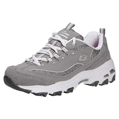 Image of Skechers Women&#039;s D&#039;lites Me Time Low Top Sneakers, Gray Trubuck Mesh White Trim, 3 UK