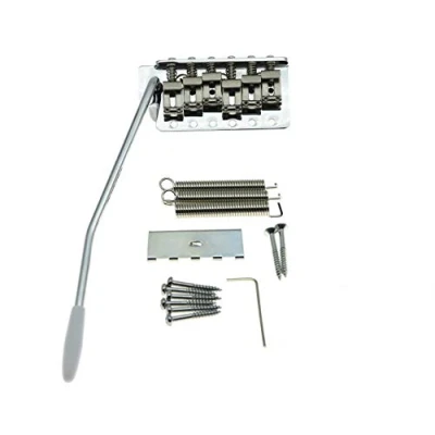 Image of KAISH Chrome Vintage ST Strat Guitar Trem Tremolo Bridge Full Size Block Bent Saddles