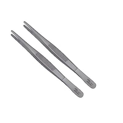 Image of Cooking Tweezers Stainless Steel, 14 cm Fine Tweezers, Kitchen Food with Precision Serrated Tips for Cooking, Grilling, Baking (2 pcs)