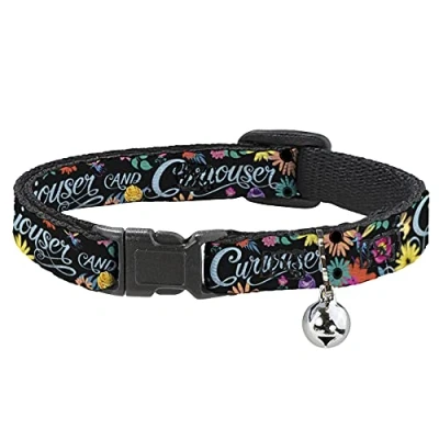 Image of Buckle Down Breakaway Cat Collar CURIOUSER AND CURIOUSER/Flowers of Wonderland Collage 1/2&quot; Wide Fits 8 12&quot; Neck Medium