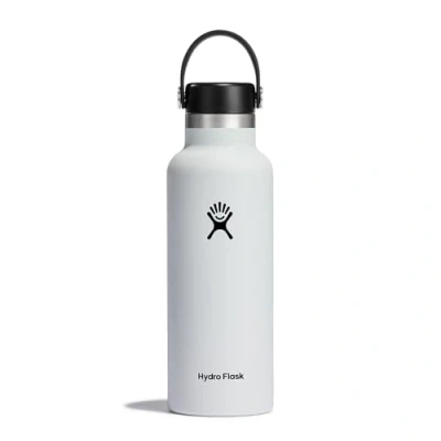 Image of Hydro Flask Water Bottle 532 ml (18 oz) Vacuum Insulated Stainless Steel with Leak Proof Flex Cap and Powder Coat Standard Mouth White