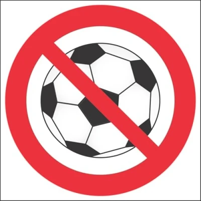 Image of V Safety 51015BG R&#039;No Ball Games Logo&#039; Sign, Square, 400 mm x (Pack of 3)
