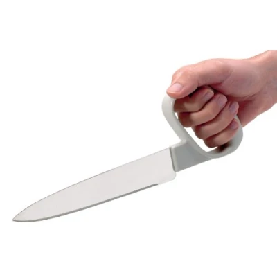 Image of Homecraft Reflex Chef&#039;s Knife, Preparation &amp; Carving Utensils with Finger Contours and Secure Grip for Meal Prep, 8 in. Blade Smooth Edge, Assistive Cutting Knives Sturdy Handle Elderly