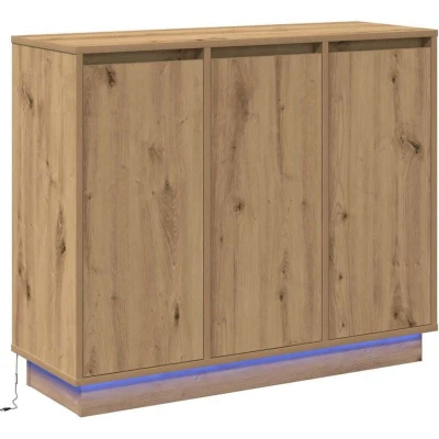 Image of vidaXL Sideboard with LED Artisan Oak 90x32x75 cm Engineered Wood