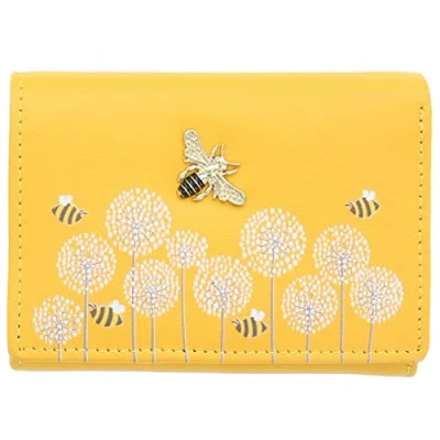 Image of Mala Leather Moonflower Collection Small Purse RFID Blocking 3552_56 Yellow